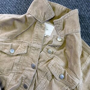 TGLA Womens Tan Corduroy Cropped Jacket Button Front Casual Medium